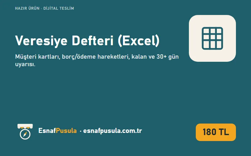 Veresiye Defteri (Excel) kapak görseli